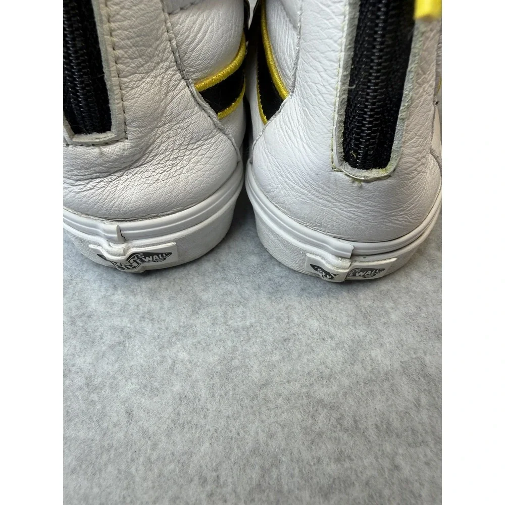 Vans Sk8-Hi Family Reissue Zip Premium - White Leather/Yellow/Black Mens 12